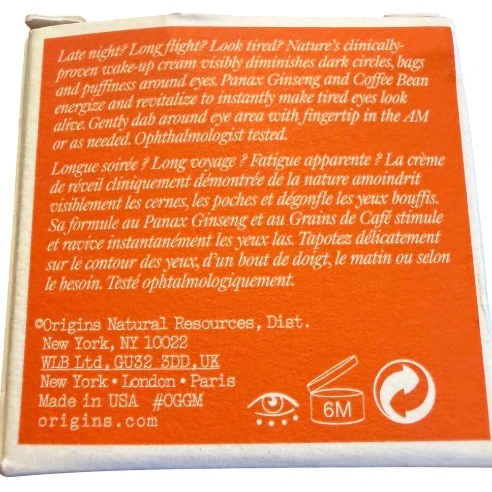 Origins GinZing Refreshing Eye Cream to Brighten and Depuff .5 mL